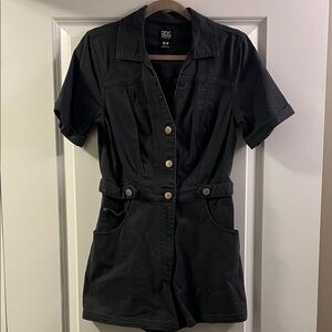 BDG Charcoal Button-Front Romper